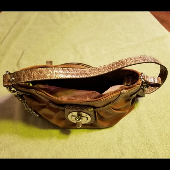 nicole by Nicole Miller Cognac Shoulder Bag with Snake Skin detail - Picture 6 of 16